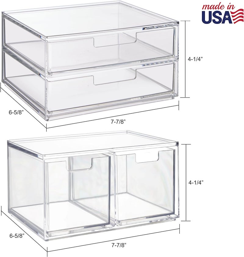 STORi Chloe Space-Saving Clear Drawer Organizer (4 Drawer Set) Sort Office, Kitchen, Beauty Supplies, Makeup, Pens, Jewelry, Stationary, Made in USA - Image 3